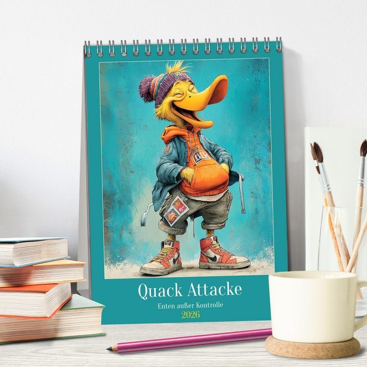 Produktbild: Quack Attacke. Enten au&szlig;er Kontrolle (Tischkalender 2026 DIN A5 hoch), CALVENDO Monatskalender