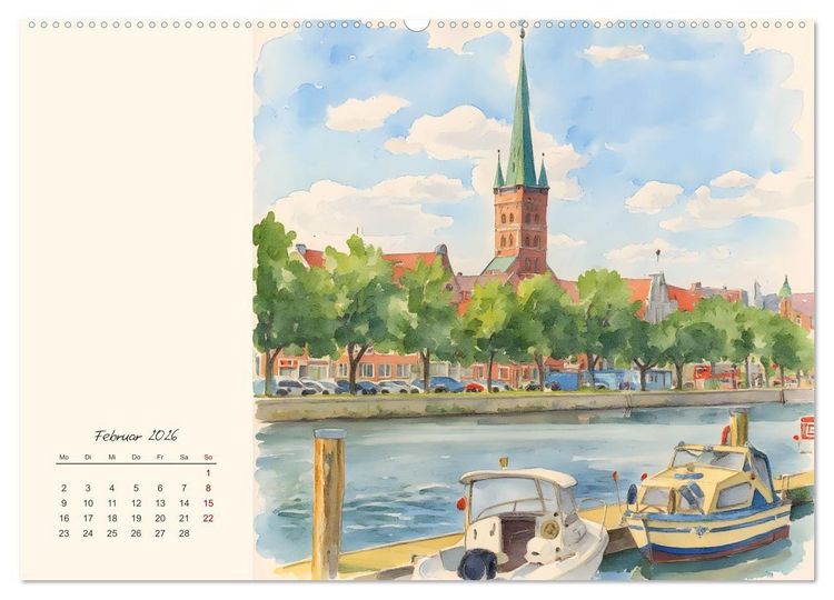 Produktbild: Historische Hansestadt L&uuml;beck (Wandkalender 2026 DIN A2 quer), CALVENDO Monatskalender