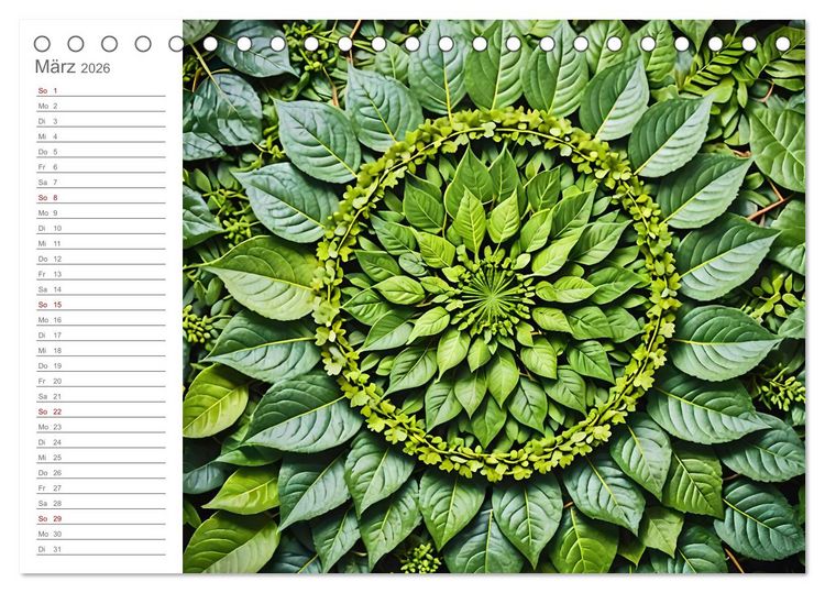 Produktbild: Natural Mandalas - Kraftvolle KI Mandalas aus Naturmaterialien (Tischkalender 2026 DIN A5 quer), CALVENDO Monatskalender