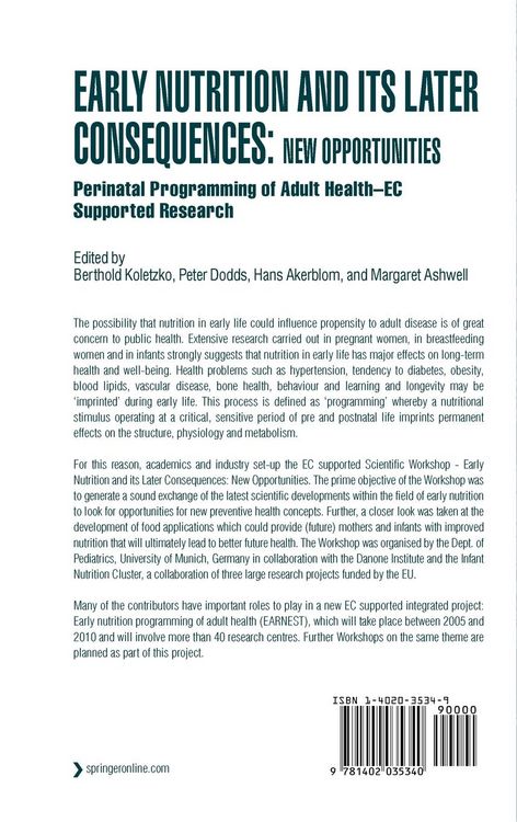 Produktbild: Early Nutrition and its Later Consequences: New Opportunities