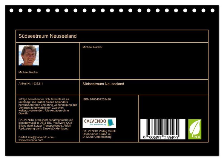 Produktbild: S&uuml;dseetraum Neuseeland (Tischkalender 2026 DIN A5 quer), CALVENDO Monatskalender
