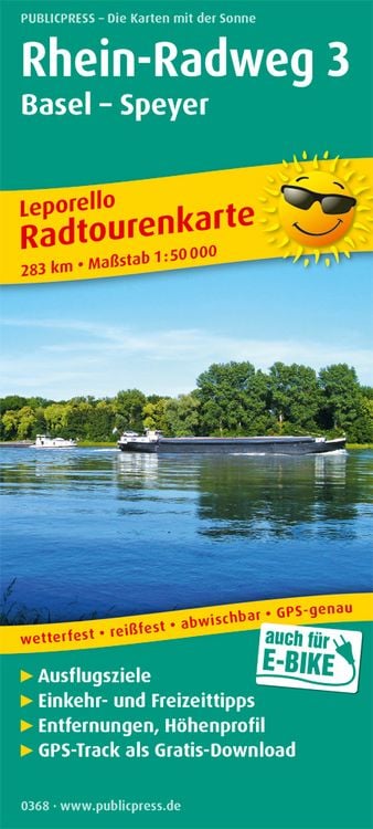 Produktbild: Radwanderkarte Rhein-Radweg 3, Basel - Speyer