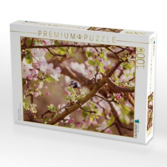 Produktbild: CALVENDO Puzzle Blaumeise im Fr&uuml;hling | 1000 Teile Lege-Gr&ouml;&szlig;e 64x48cm Foto-Puzzle f&uuml;r gl&uuml;ckliche Stunden