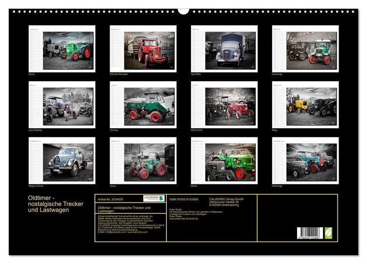 Produktbild: Oldtimer - nostalgische Trecker und Lastwagen (Wandkalender 2026 DIN A2 quer), CALVENDO Monatskalender