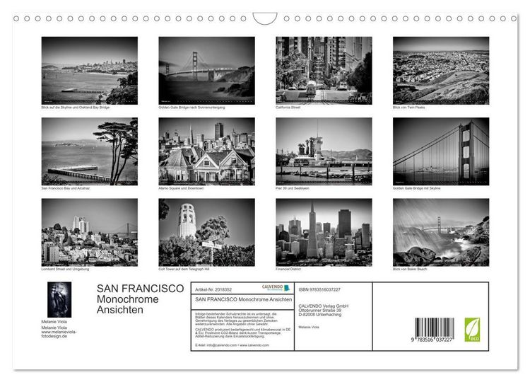 Produktbild: SAN FRANCISCO Monochrome Ansichten (Wandkalender 2026 DIN A3 quer), CALVENDO Monatskalender