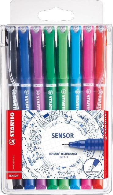 Produktbild: STABILO Fineliner mit gefederter Spitze -   SENSOR F - fein - 8er Pack - mit 8 verschiedenen Farben