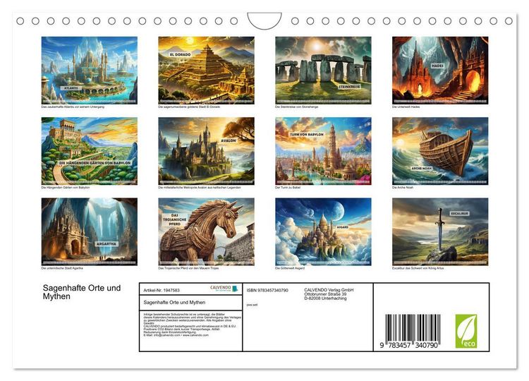Produktbild: Sagenhafte Orte und Mythen (Wandkalender 2026 DIN A4 quer), CALVENDO Monatskalender