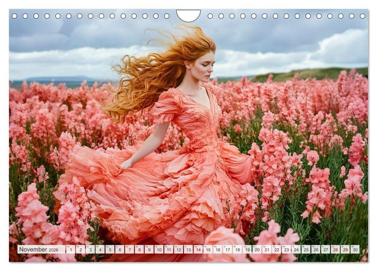 Produktbild: Bl&uuml;tenzauber im Feld - Frauen in farbenpr&auml;chtiger Landschaften (Wandkalender 2026 DIN A4 quer), CALVENDO Monatskalender