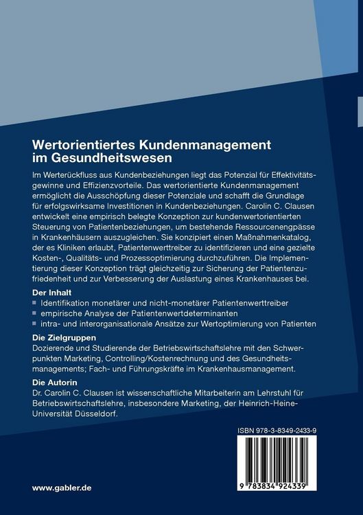 Produktbild: Wertorientiertes Kundenmanagement im Gesundheitswesen