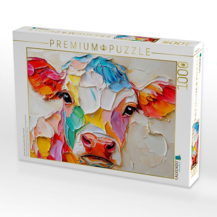 Produktbild: CALVENDO Puzzle Buntes Kalb. Zauberhaftes Rinder-Portrait | 1000 Teile Lege-Gr&ouml;&szlig;e 64x48cm Foto-Puzzle f&uuml;r gl&uuml;ckliche Stunden