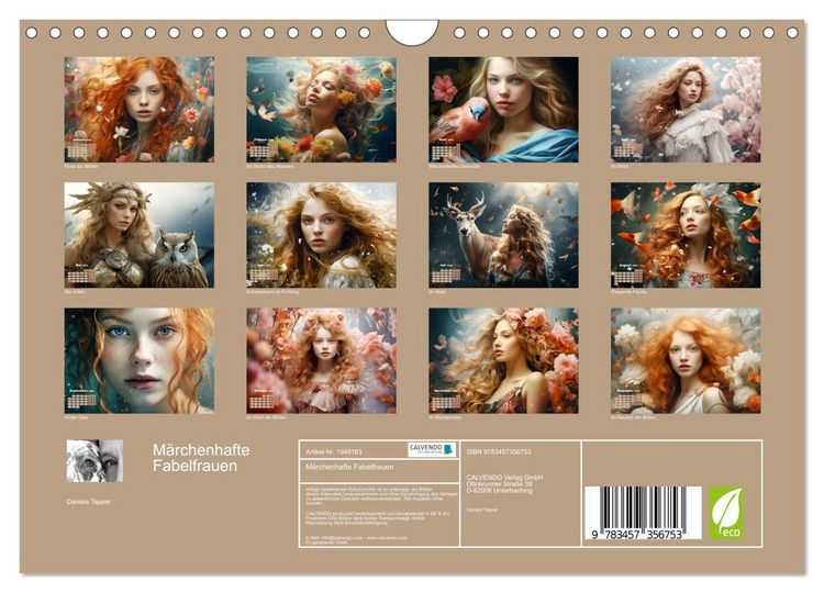 Produktbild: M&auml;rchenhafte Fabelfrauen (Wandkalender 2026 DIN A4 quer), CALVENDO Monatskalender