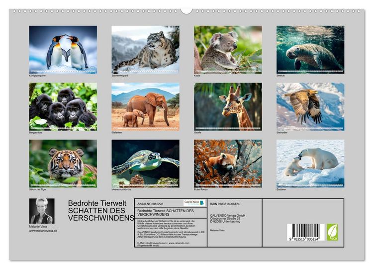 Produktbild: Bedrohte Tierwelt SCHATTEN DES VERSCHWINDENS (hochwertiger Premium Wandkalender 2026 DIN A2 quer), Kunstdruck in Hochglanz