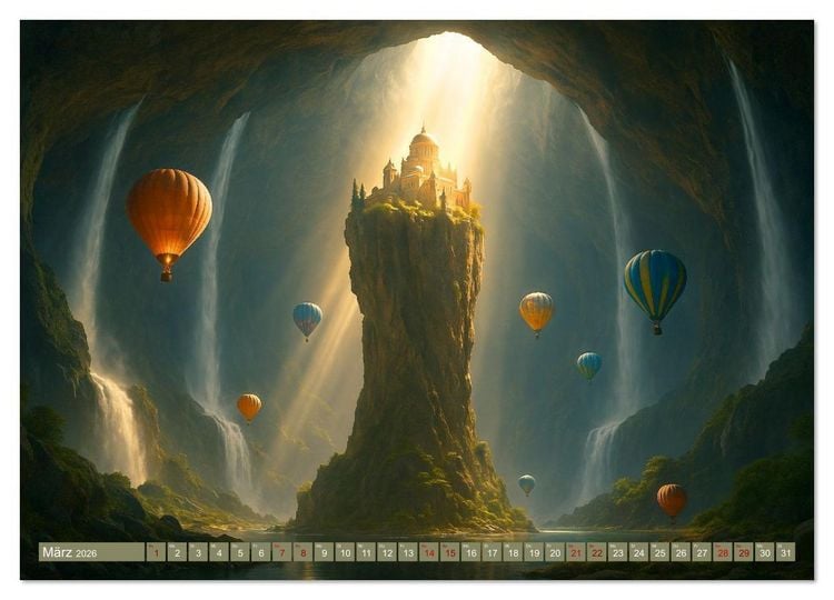 Produktbild: Ballonfahrt durch surreale Welten (Wandkalender 2026 DIN A2 quer), CALVENDO Monatskalender