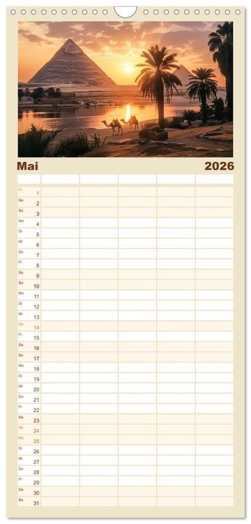 Produktbild: Familienplaner 2026 - Im Schatten der Pyramidern mit 5 Spalten (Wandkalender, 21 x 45 cm) CALVENDO