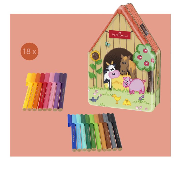 Produktbild: Faber-Castell Filzstift Connector Bauernhof 18er Set