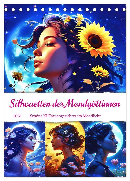 Produktbild: Silhouetten der Mondg&ouml;ttinnen (Tischkalender 2026 DIN A5 hoch), CALVENDO Monatskalender