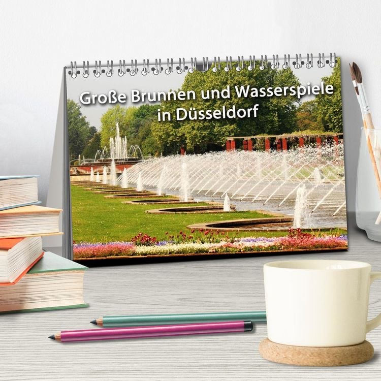 Produktbild: Grosse Brunnen und Wasserspiele in D&uuml;sseldorf (Tischkalender 2026 DIN A5 quer), CALVENDO Monatskalender