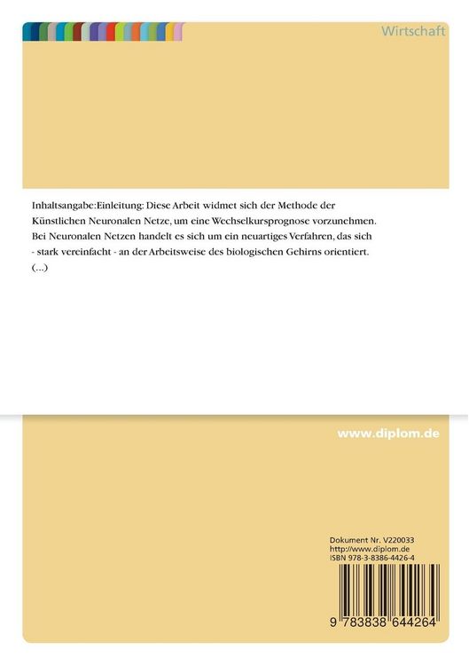 Produktbild: Wechselkursprognose mit Neuronalen Netzen