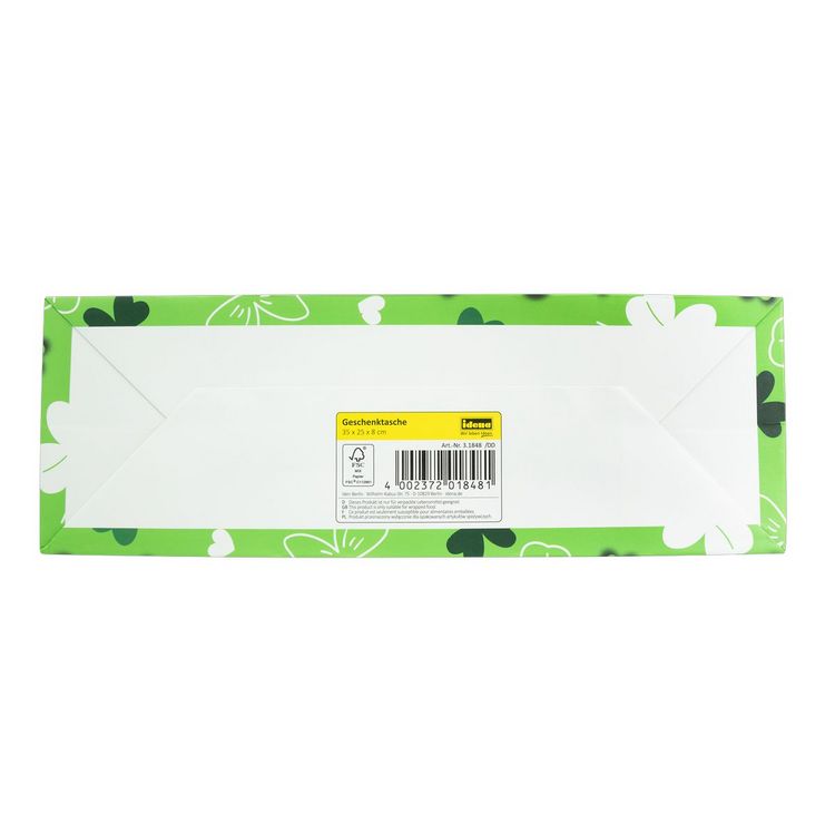 Produktbild: Idena Geschenktasche Gl&uuml;cksklee gr&uuml;n 25x35x8cm 128g/m&sup2;