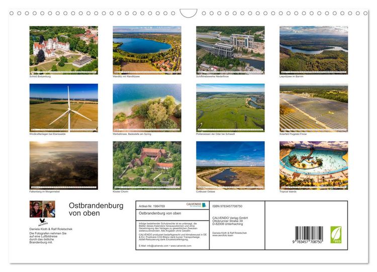 Produktbild: Ostbrandenburg von oben (Wandkalender 2026 DIN A3 quer), CALVENDO Monatskalender