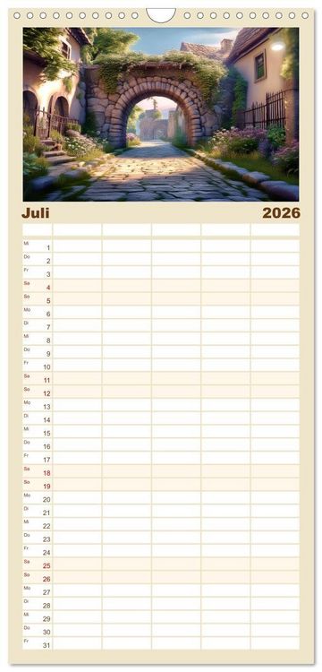 Produktbild: Familienplaner 2026 - Landschaft romantisch gesehen mit 5 Spalten (Wandkalender, 21 x 45 cm) CALVENDO