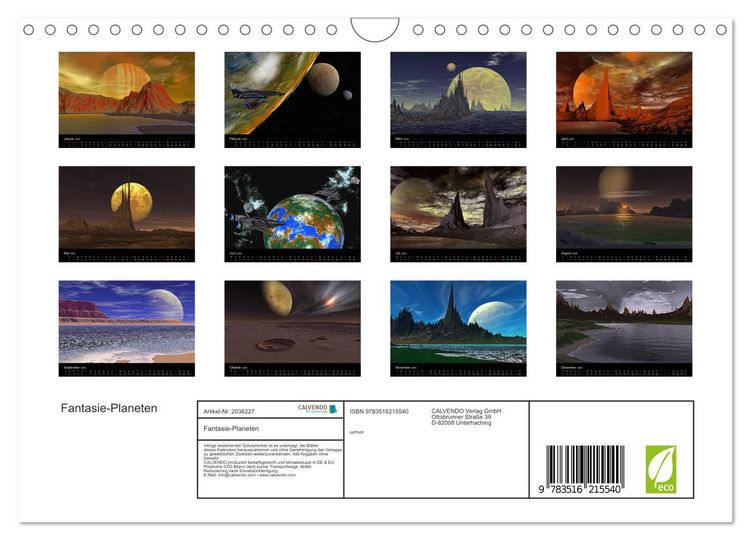 Produktbild: Fantasie-Planeten (Wandkalender 2026 DIN A4 quer), CALVENDO Monatskalender