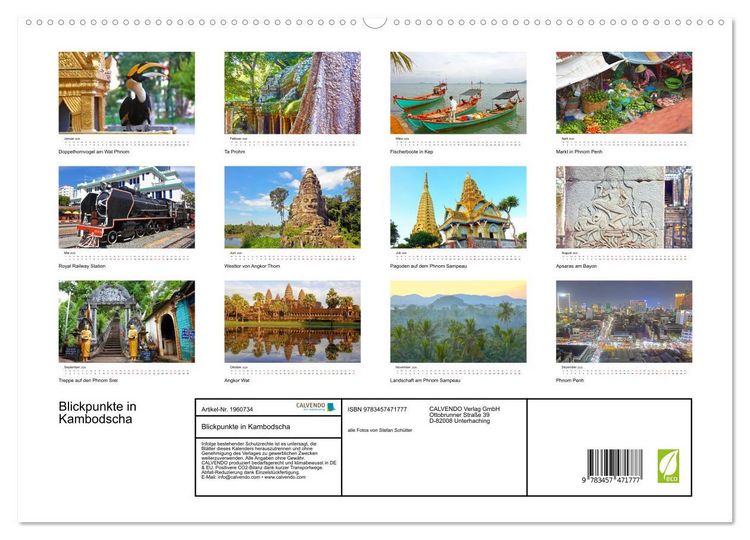 Produktbild: Blickpunkte in Kambodscha (hochwertiger Premium Wandkalender 2026 DIN A2 quer), Kunstdruck in Hochglanz
