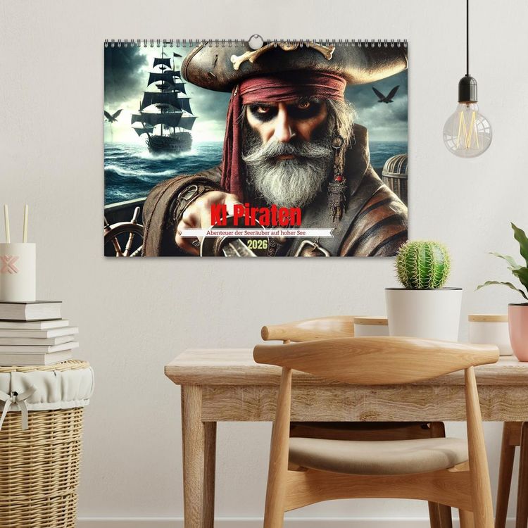 Produktbild: KI Piraten - Abenteuer der Seer&auml;uber auf hoher See (Wandkalender 2026 DIN A3 quer), CALVENDO Monatskalender