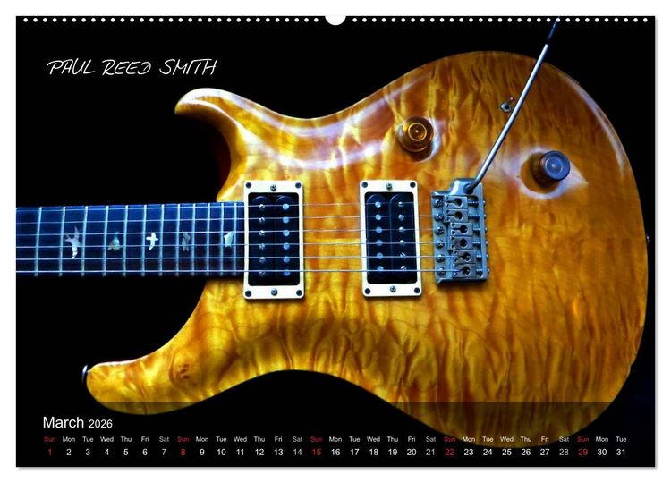 Produktbild: ROCK GUITARS put into the spotlight (High Quality Premium Wall Calendar 2026 DIN A2 landscape),CALVENDO 12 Month Wall Calendar