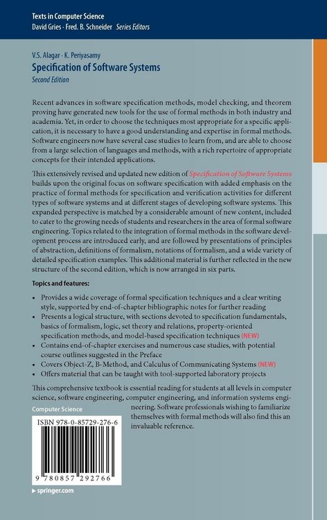 Produktbild: Specification of Software Systems