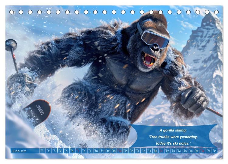 Produktbild: Funny charming animals as skiers (Desk Calendar 2026 DIN A5 landscape), CALVENDO 12 Month DeskCalendar