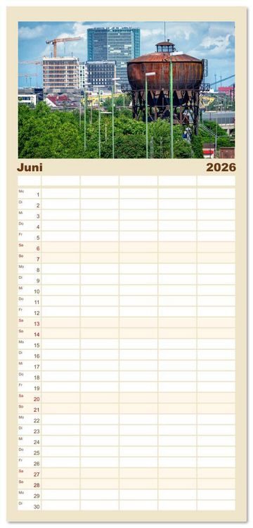 Produktbild: Familienplaner 2026 - Mannheim, meine Stadt mit 5 Spalten (Wandkalender, 21 x 45 cm) CALVENDO