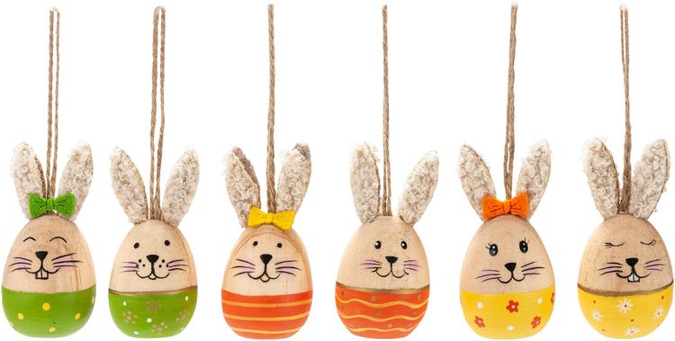 Dekohänger "Hasen bunt" 6er-Set