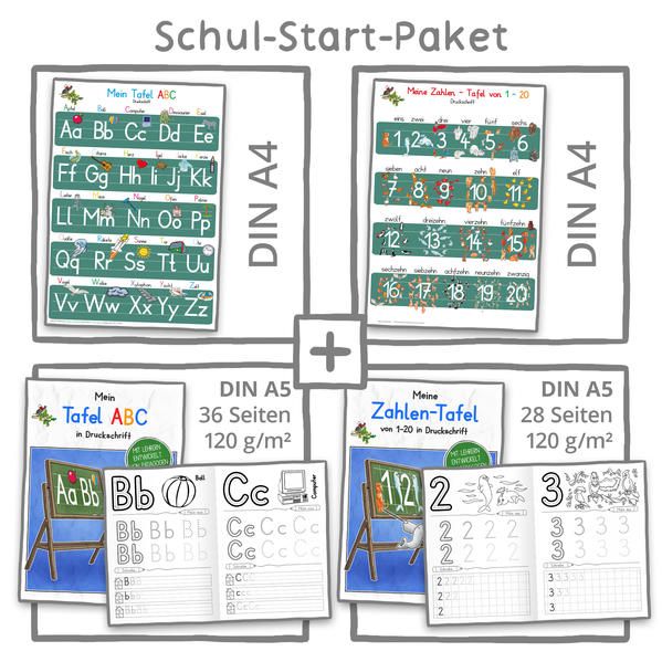 Produktbild: Mein Schul-Start-Paket (2 Lernposter DIN A4 + 2 Schreiblernhefte)