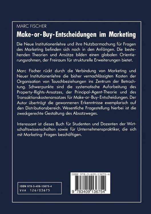 Produktbild: Make-or-Buy-Entscheidungen im Marketing