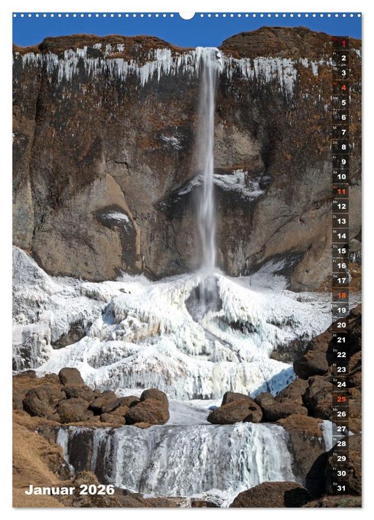 Produktbild: Wasserf&auml;lle auf Island (hochwertiger Premium Wandkalender 2026 DIN A2 hoch), Kunstdruck in Hochglanz