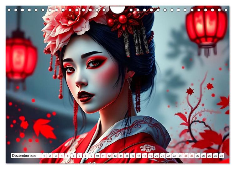 Produktbild: Dunkle Eleganz der Geishas (Wandkalender 2027 DIN A4 quer), CALVENDO Monatskalender