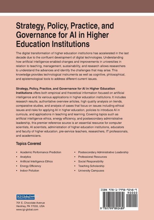 Produktbild: Strategy, Policy, Practice, and Governance for AI in Higher Education Institutions