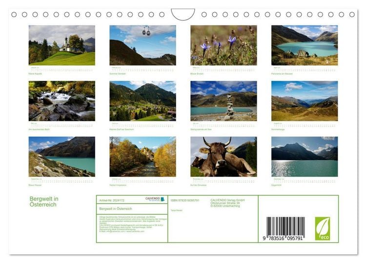 Produktbild: Bergwelt in &Ouml;sterreich (Wandkalender 2026 DIN A4 quer), CALVENDO Monatskalender