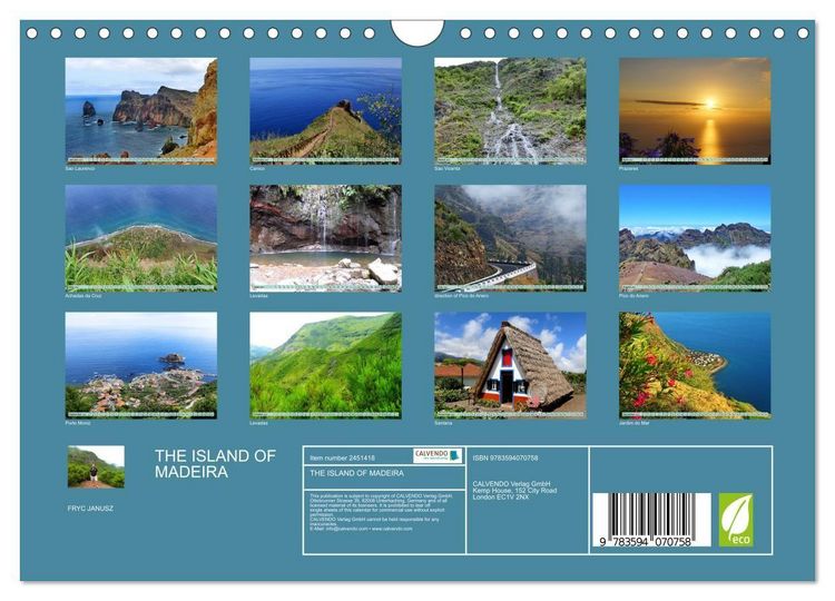 Produktbild: THE ISLAND OF MADEIRA (Wall Calendar 2027 DIN A4 landscape), CALVENDO 12 Month Wall Calendar