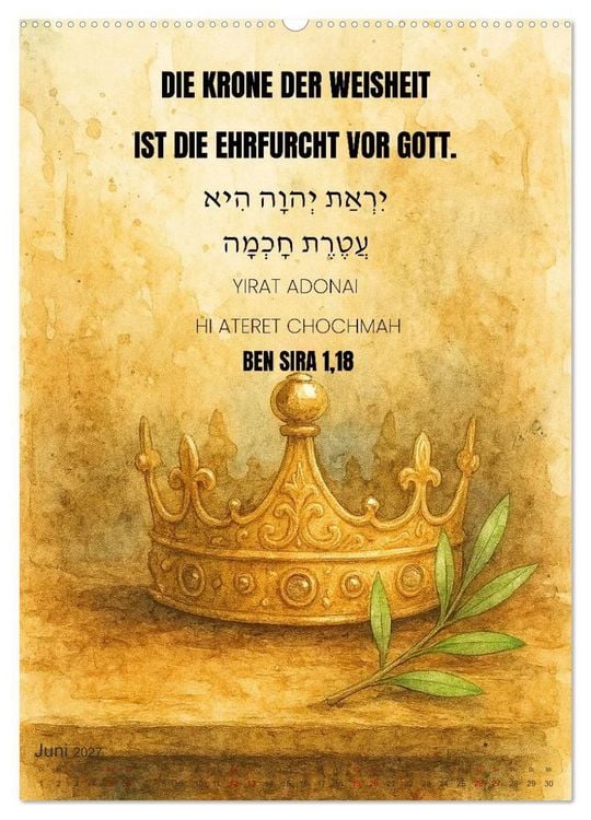 Produktbild: Weisheit, Licht und Leben &ndash; J&uuml;dische Inspiration durchs Jahr (Wandkalender 2027 DIN A2 hoch), CALVENDO Monatskalender