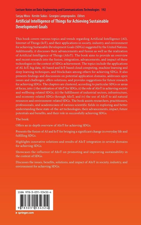Produktbild: Artificial Intelligence of Things for Achieving Sustainable Development Goals