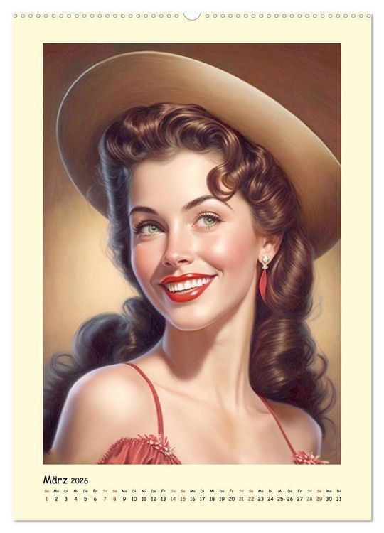 Produktbild: Vintage Girls. Die sch&ouml;nsten Pin-up Gesichter (Wandkalender 2026 DIN A2 hoch), CALVENDO Monatskalender