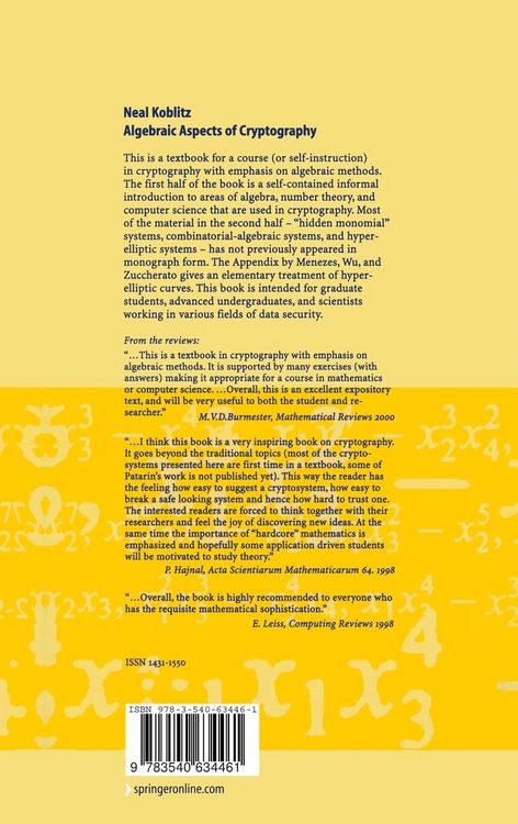 Produktbild: Algebraic Aspects of Cryptography