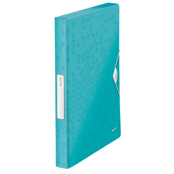 Produktbild: LEITZ Ablagebox WOW metallic mit R&uuml;ckenschild eisblau DIN A4 25x3x33cm