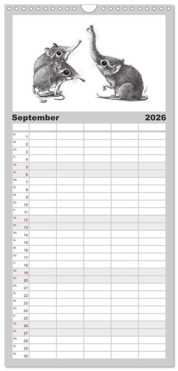Produktbild: Familienplaner 2026 - TIERONISCH mit 5 Spalten (Wandkalender, 21 x 45 cm) CALVENDO