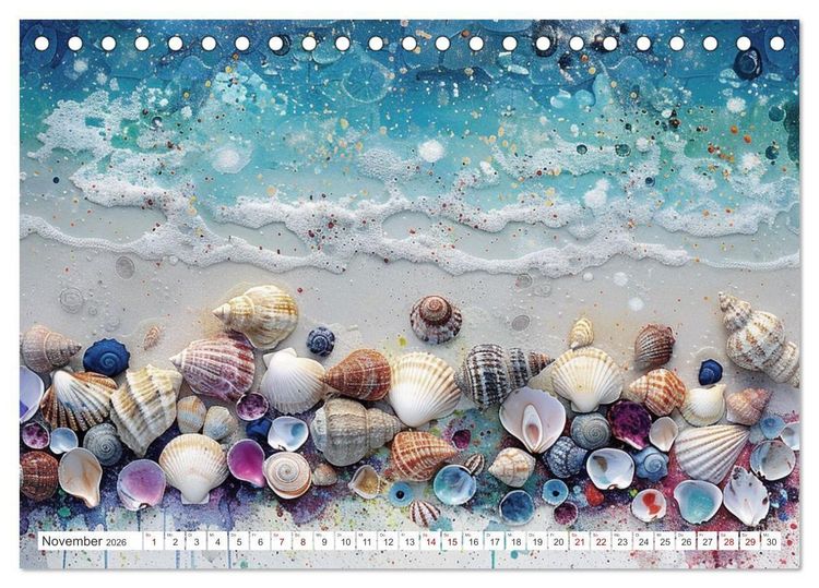 Produktbild: Sandgefl&uuml;ster und Muschelzauber (Tischkalender 2026 DIN A5 quer), CALVENDO Monatskalender