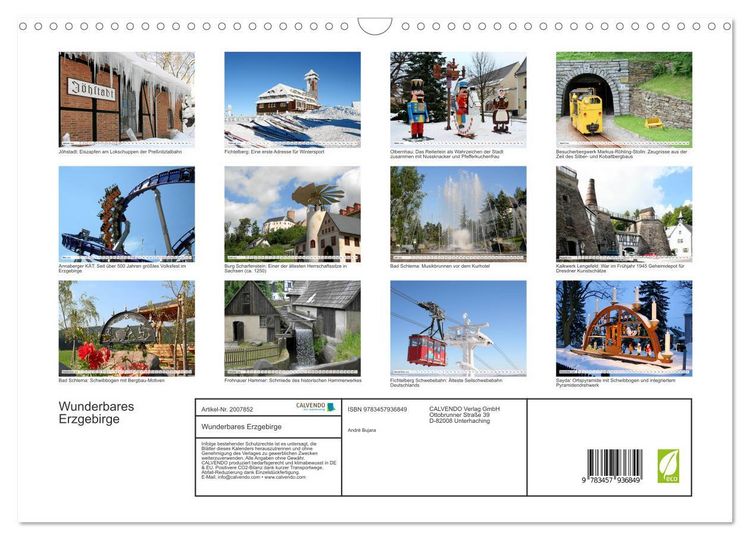 Produktbild: Wunderbares Erzgebirge (Wandkalender 2026 DIN A3 quer), CALVENDO Monatskalender
