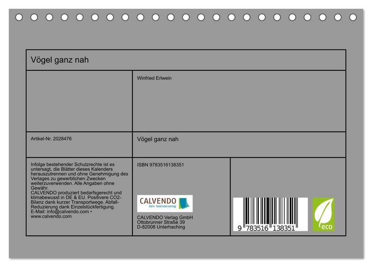 Produktbild: V&ouml;gel ganz nah (Tischkalender 2026 DIN A5 quer), CALVENDO Monatskalender