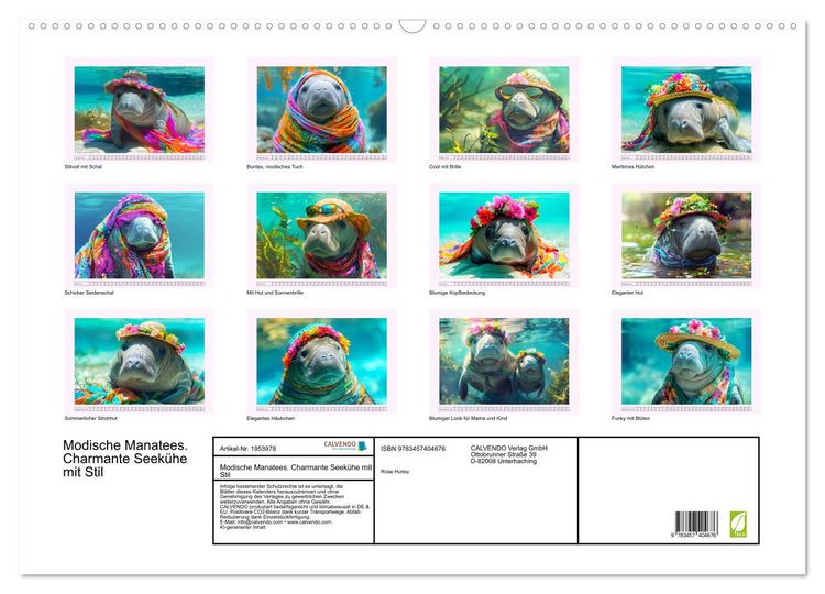 Produktbild: Modische Manatees. Charmante Seek&uuml;he mit Stil (Wandkalender 2026 DIN A2 quer), CALVENDO Monatskalender